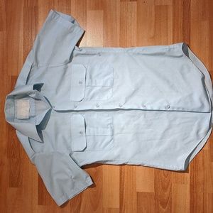 Vintage baby blue military button front shirt sleeved shirt